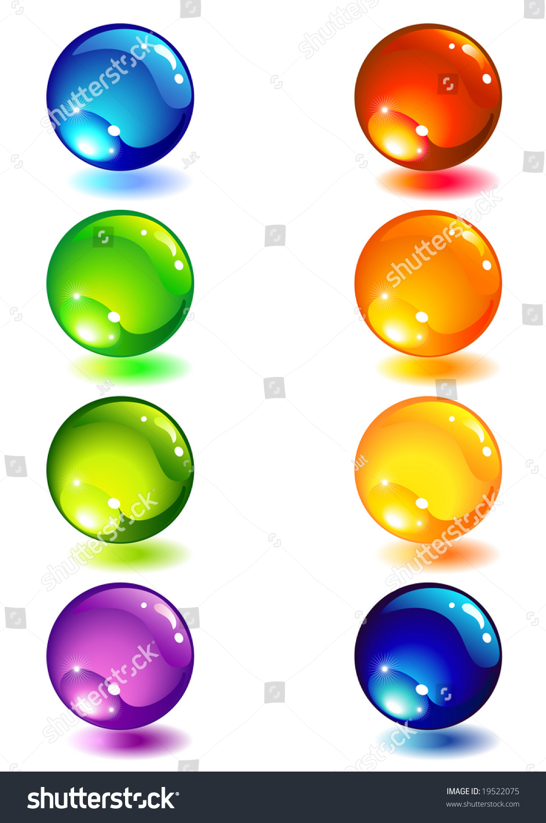 Vector Illustration Eight Glass Colour Button Stock Vector (Royalty ...