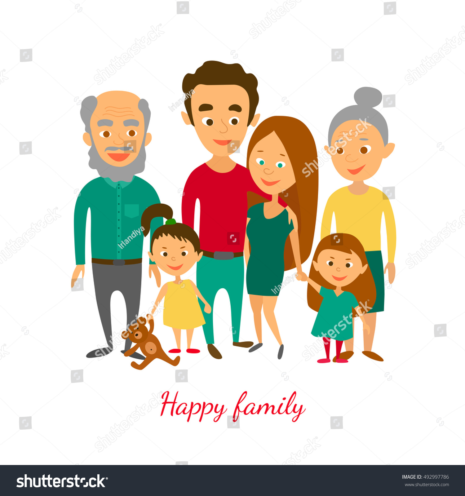 Vector Illustration Family Portrait Husband Wife Stock Vector (Royalty ...