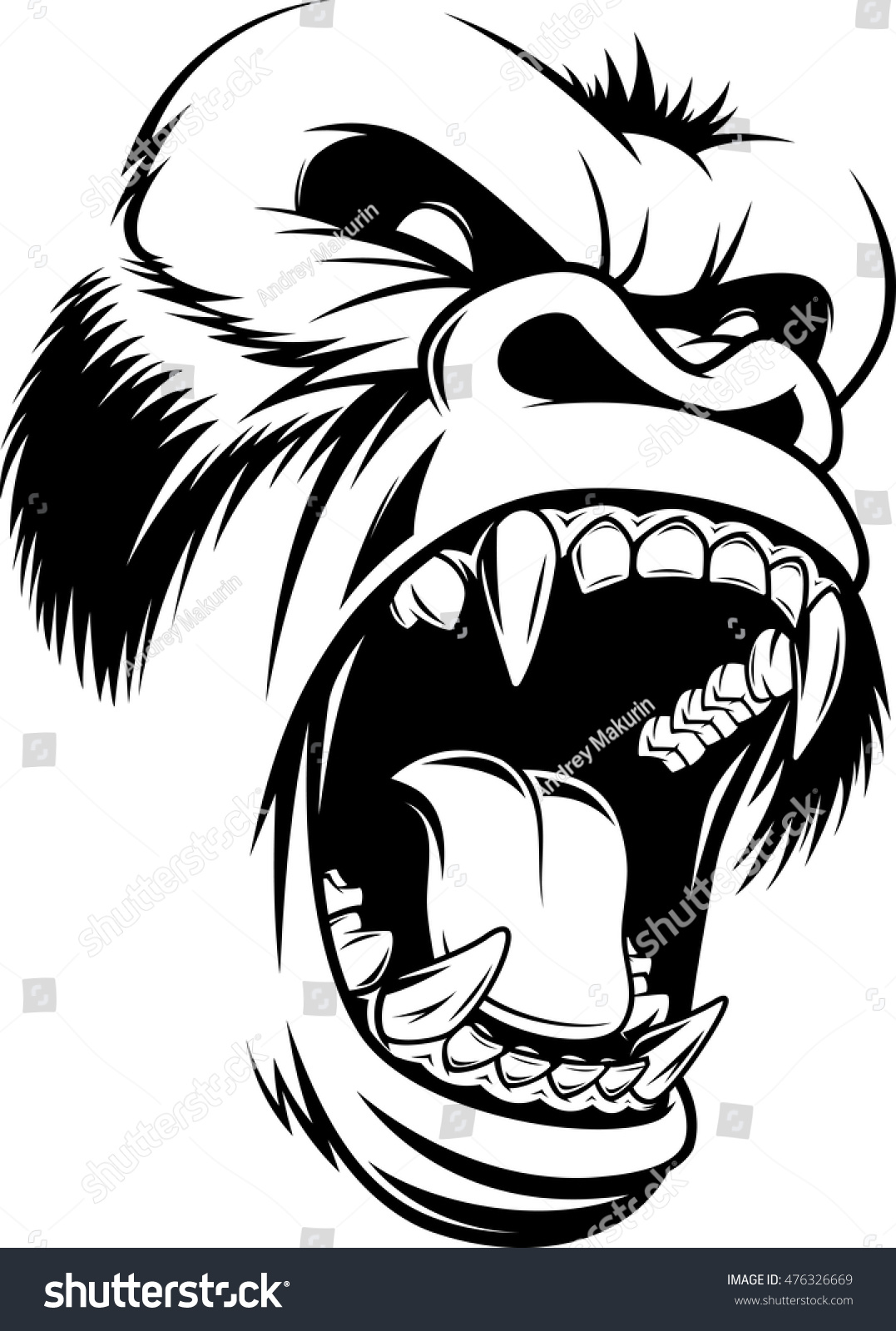 Vector Illustration Ferocious Gorilla Head On Stock Vector (Royalty