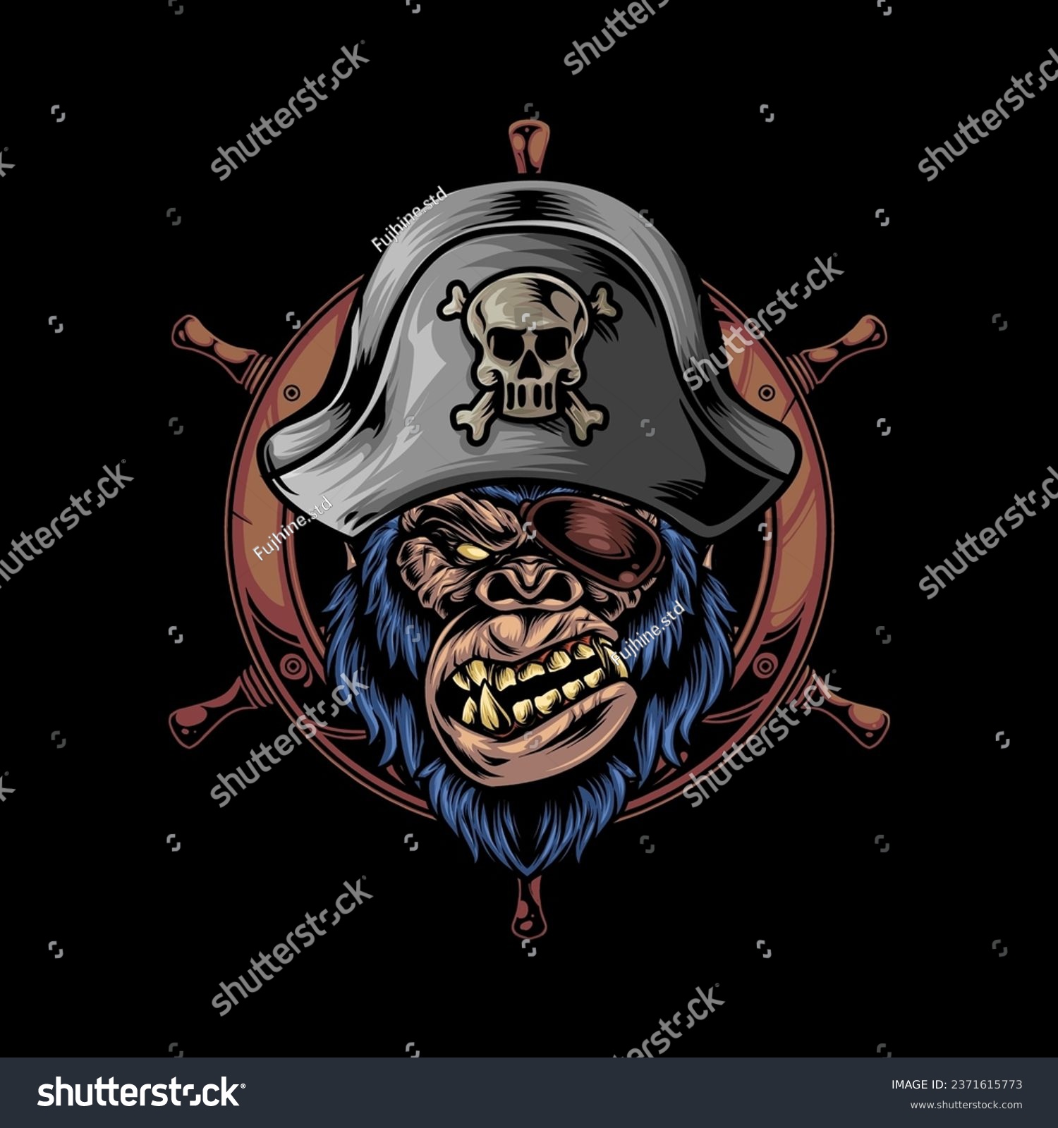 SVG of Vector illustration, ferocious gorilla with hat svg