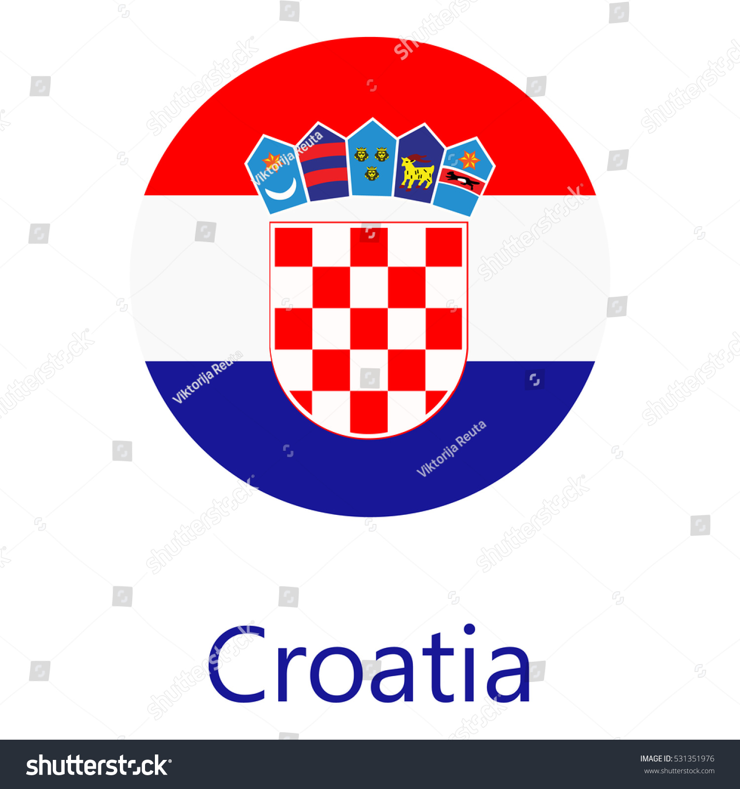 Vector Illustration Flag Croatia Icon Round Stock Vector (Royalty Free ...