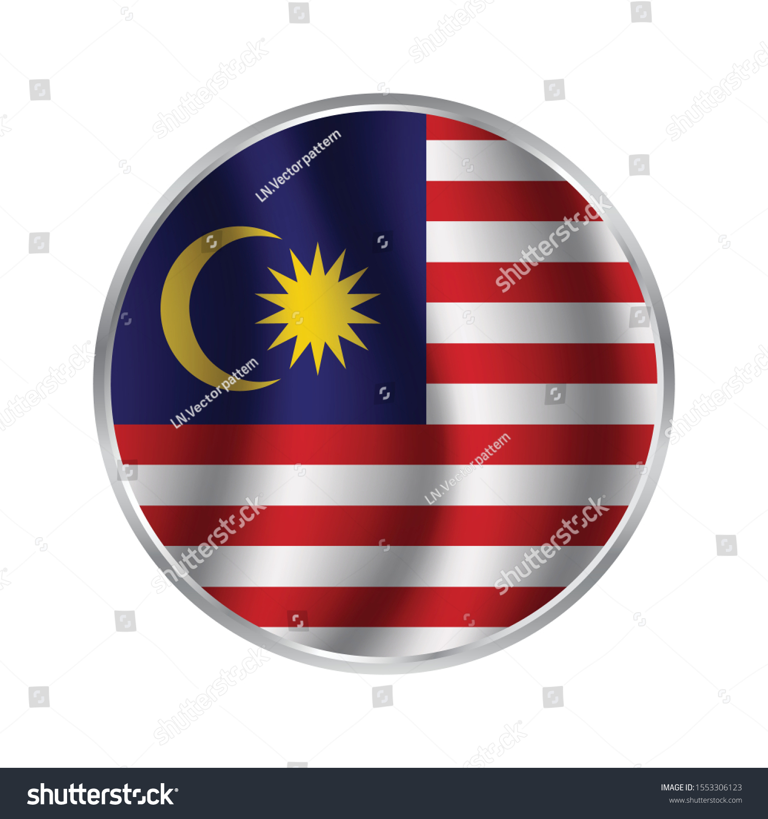 Stock Vector Vector Illustration Flag Of Malaysia Icon Round National Flag Of Malaysia 1553306123 