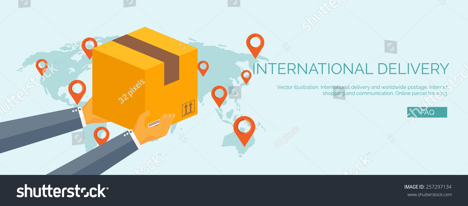 Vector Illustration Flat Header International Delivery Stock Vector ...