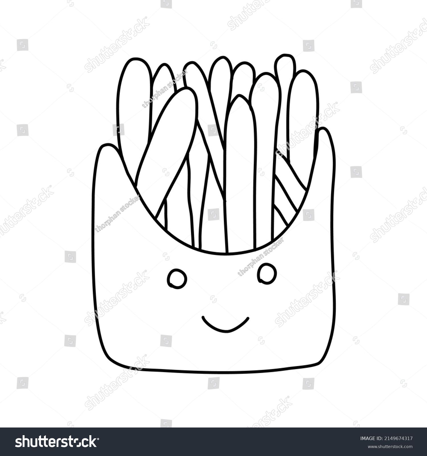 Vector Illustration Food Outline French Fries Stock Vector (Royalty ...