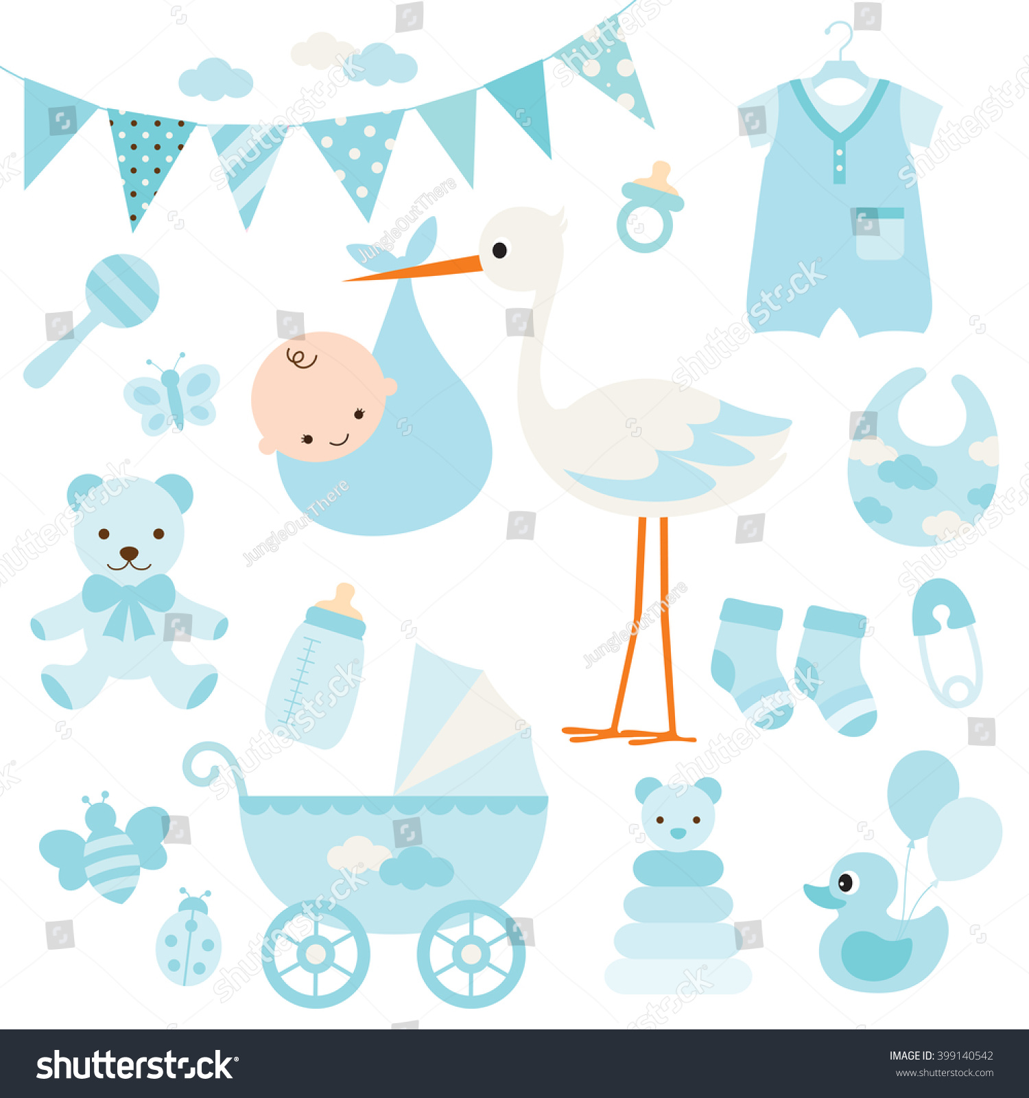 SVG of Vector illustration for baby boy shower and baby items. svg