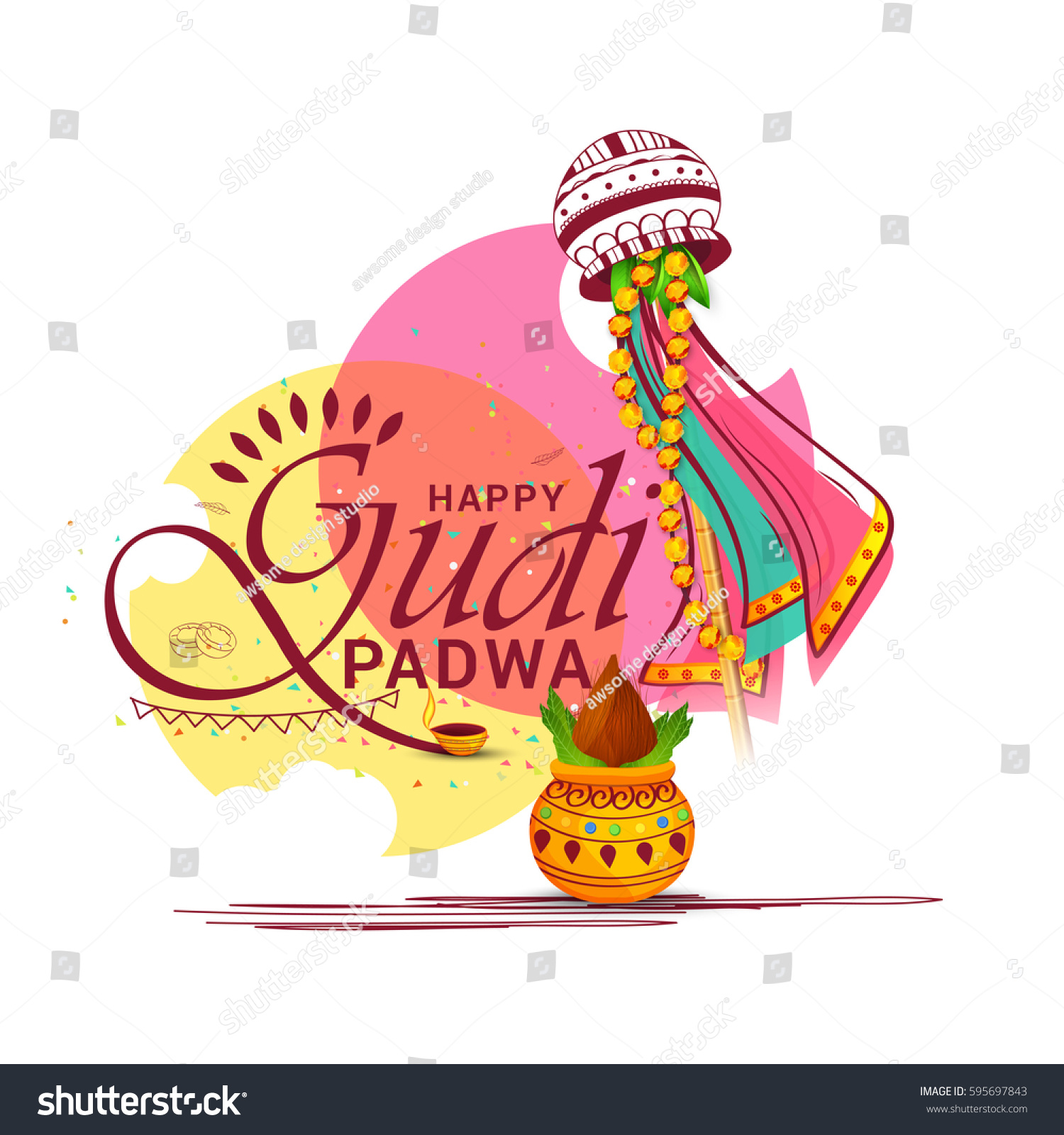 Vector Illustration Festival Gudi Padwa Celebration Stock Vector Royalty Free 595697843 2880