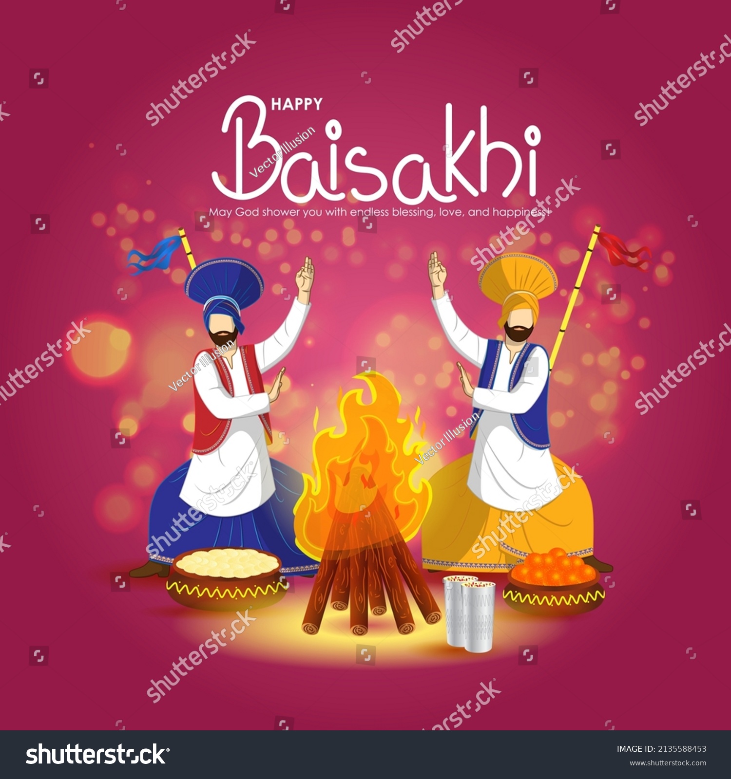 Vector Illustration Happy Baisakhi Indian Punjabi Stock Vector (Royalty ...