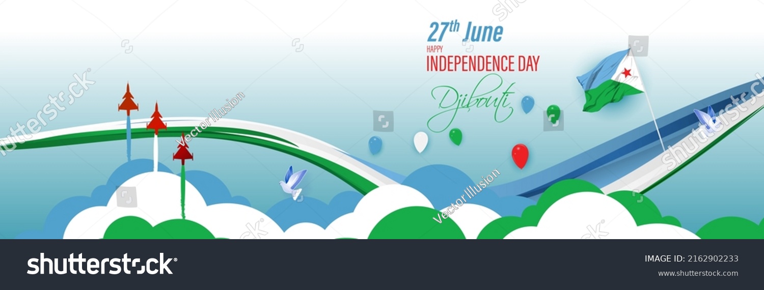 SVG of vector illustration for happy independence day Djibouti. svg
