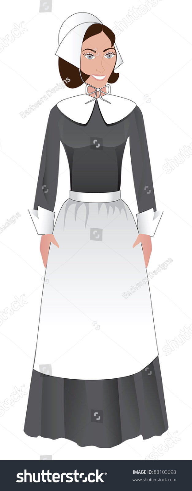 SVG of Vector Illustration for Thanksgiving of a Pilgrim Woman. svg