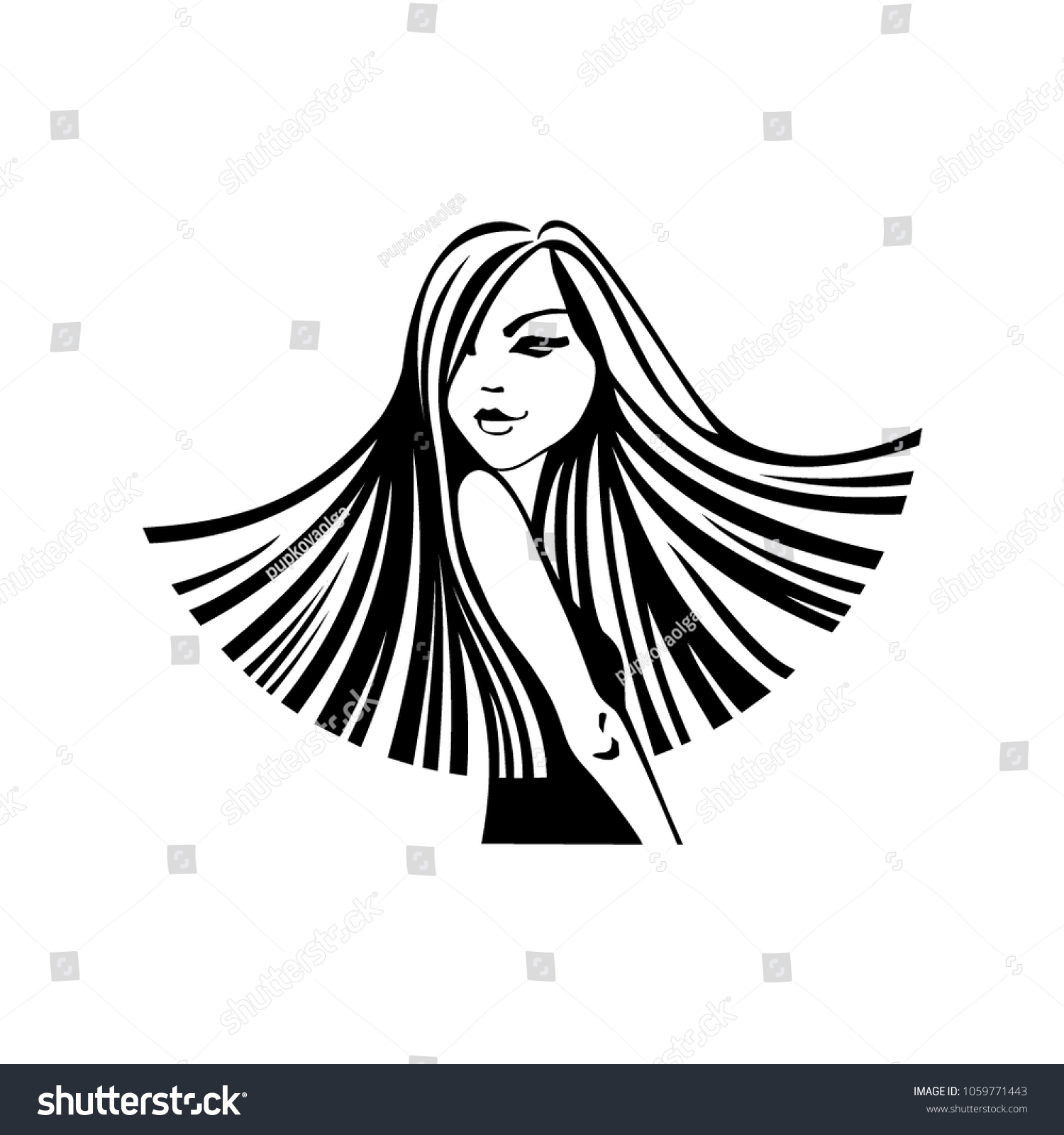 Vector Illustration Girl Long Hair Woman Stock Vector Royalty Free 1059771443 2542