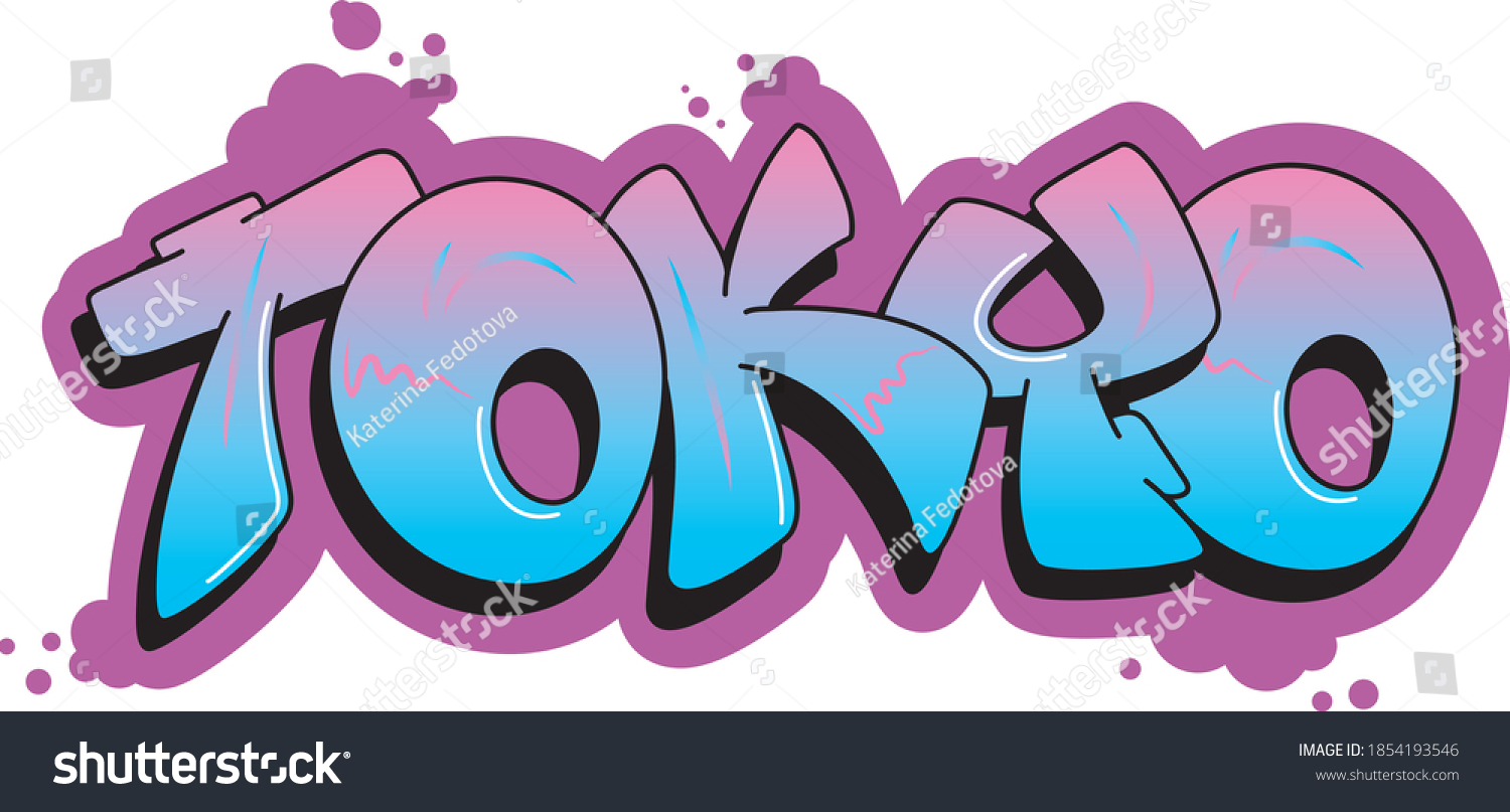 Vector Illustration Graffiti Font Lettering Tokyo Stock Vector (Royalty ...