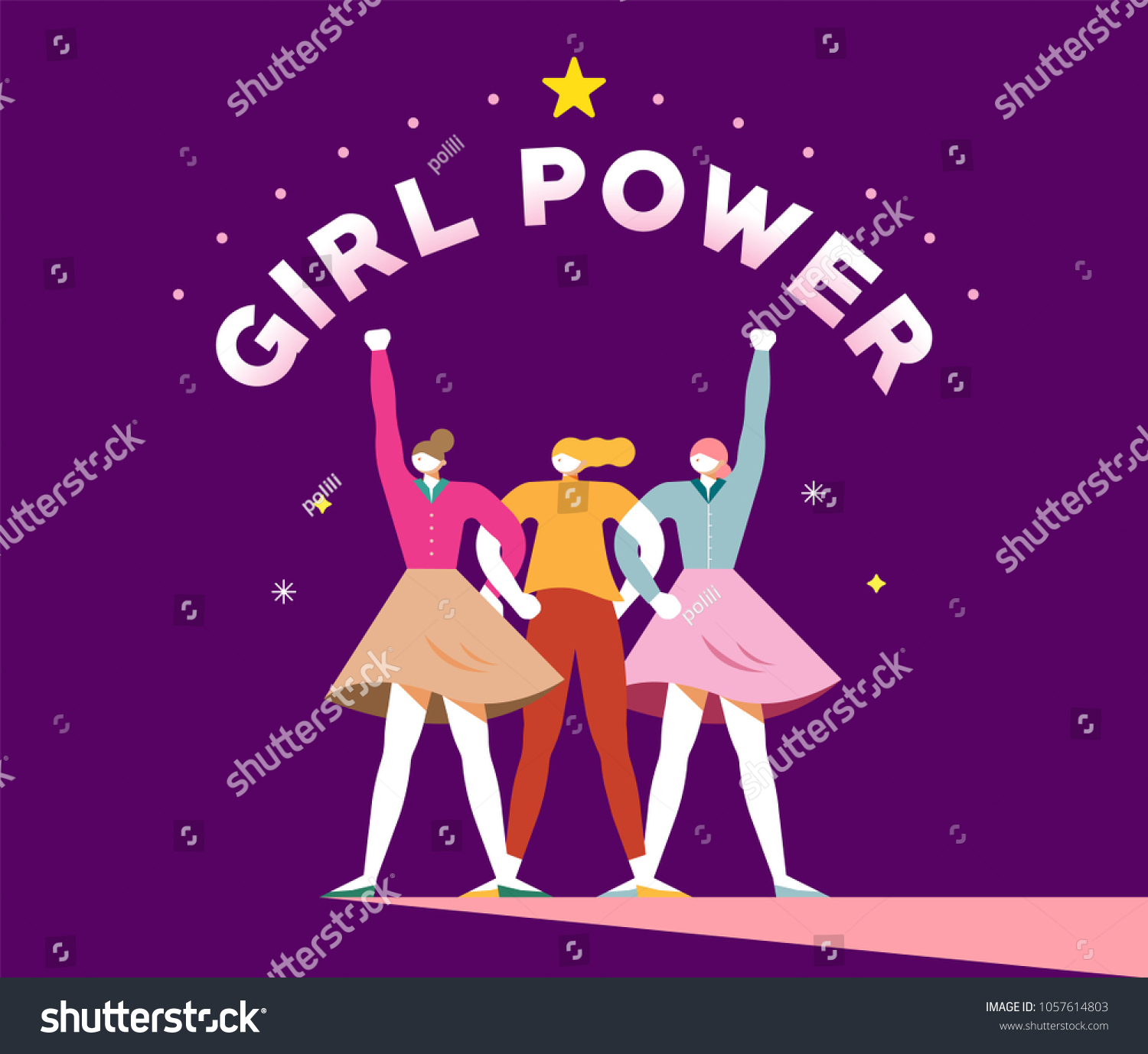 Vector Illustration Graphic Women Girls Power Stock Vector Royalty