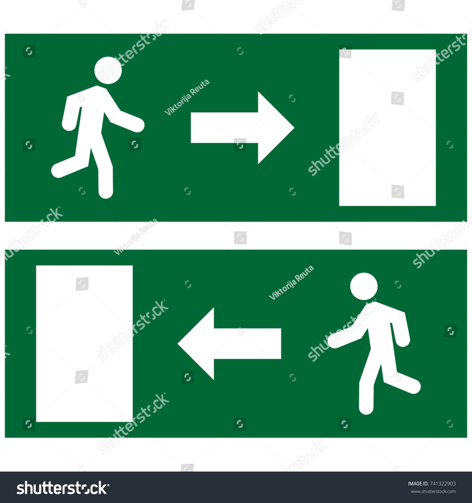 Vector Illustration Green Emergency Exit Sign Stock Vector (royalty 