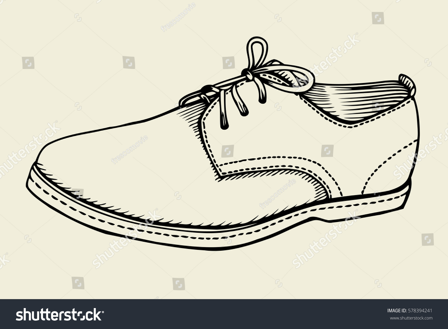 Vector Illustration Hand Drawn Shoe Shoelaces Stock Vector (Royalty ...