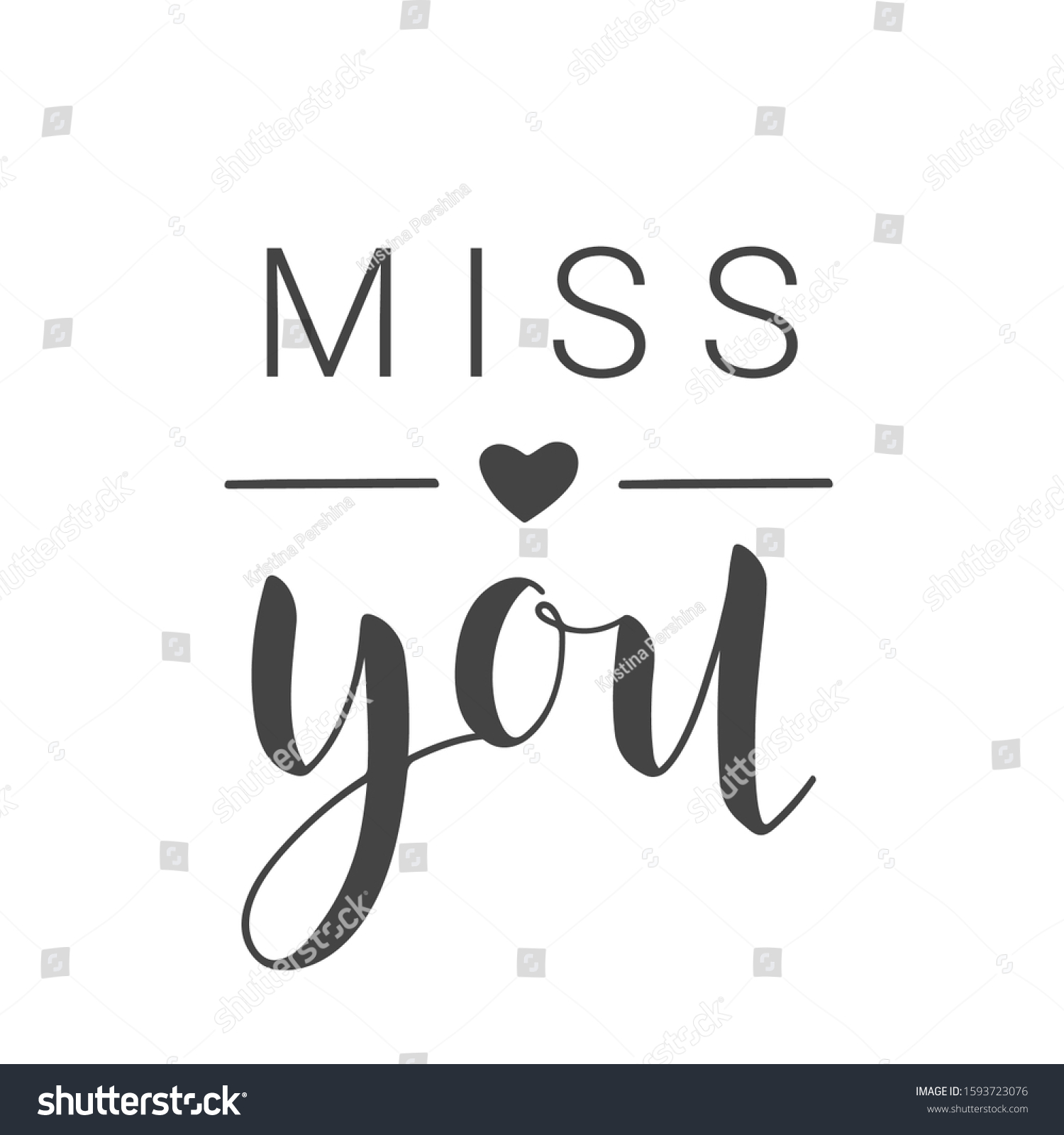 Vector Illustration Handwritten Lettering Miss You Stock Vector ...