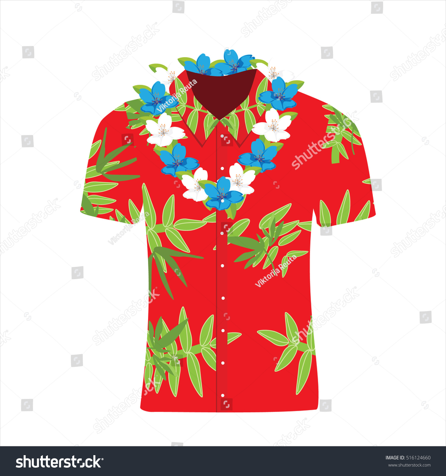 Download Vector Illustration Hawaiian Aloha Shirt Flower Stock ...