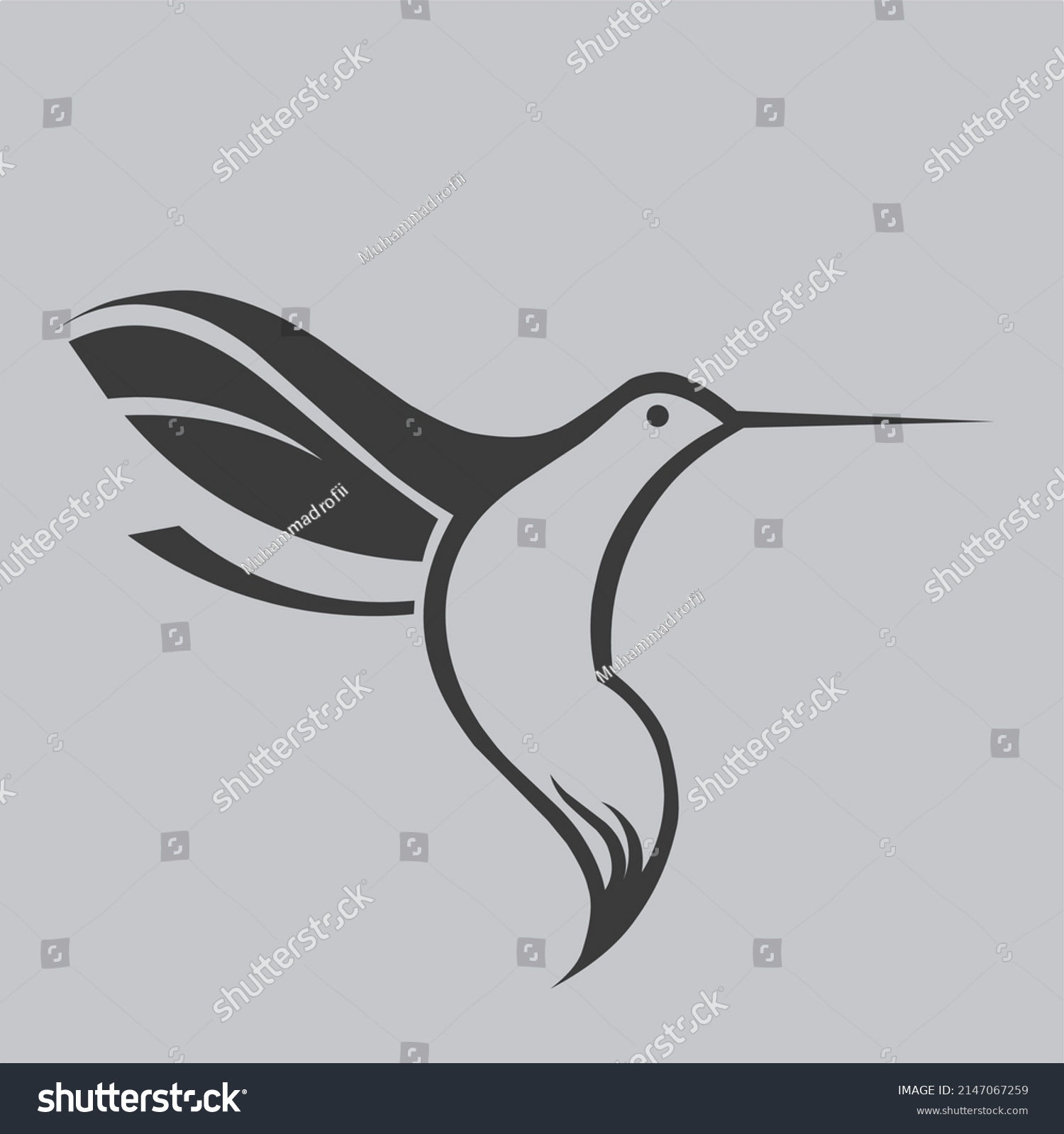 Vector Illustration Hummingbird Logo Colibri Silhouette Stock Vector ...