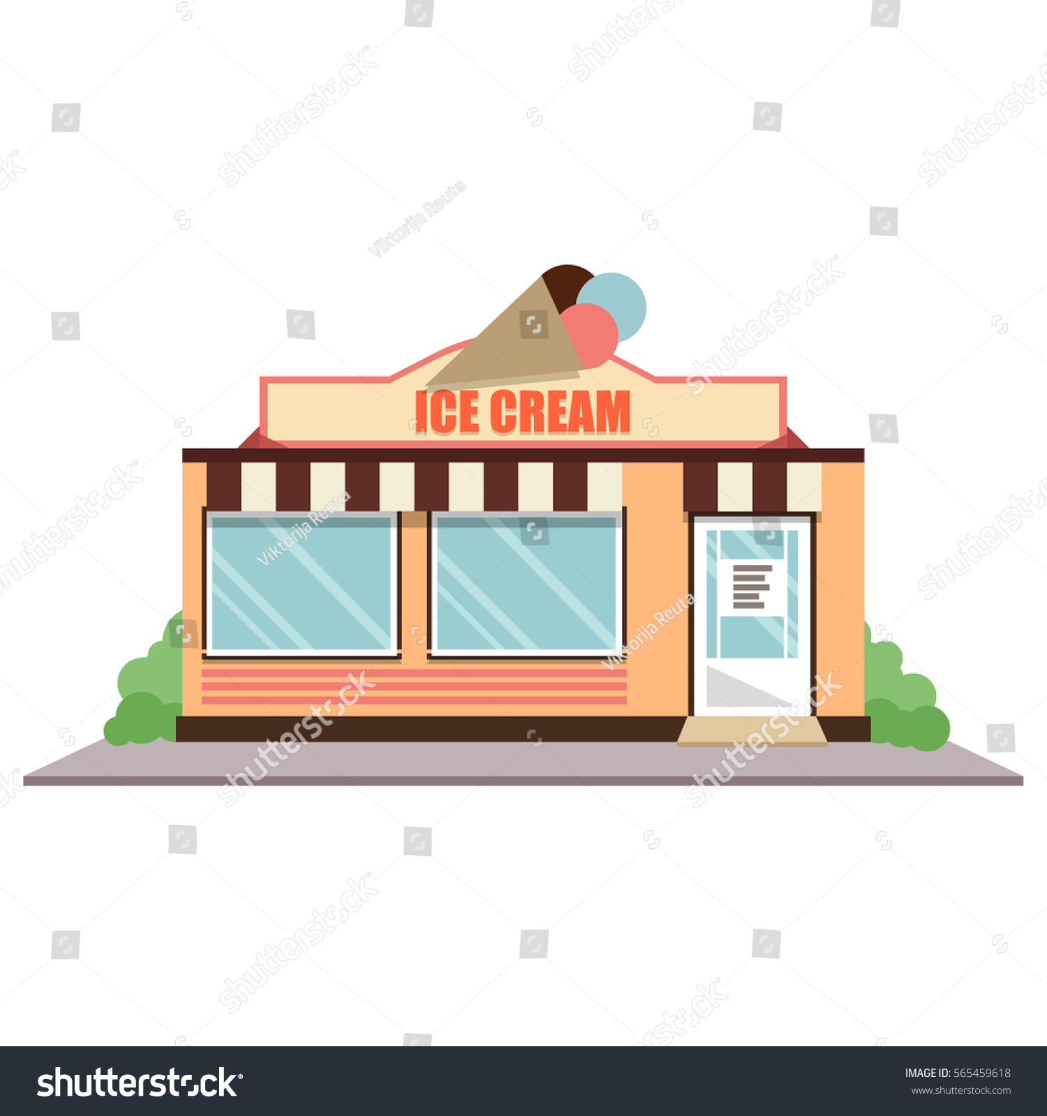 Vector Illustration Ice Cream Store Icon Stock Vector (Royalty Free ...