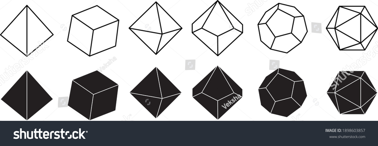 SVG of Vector illustration in black and white color of dice for role playing games with four, six, eight, twelve and twenty faces with numbers on them svg