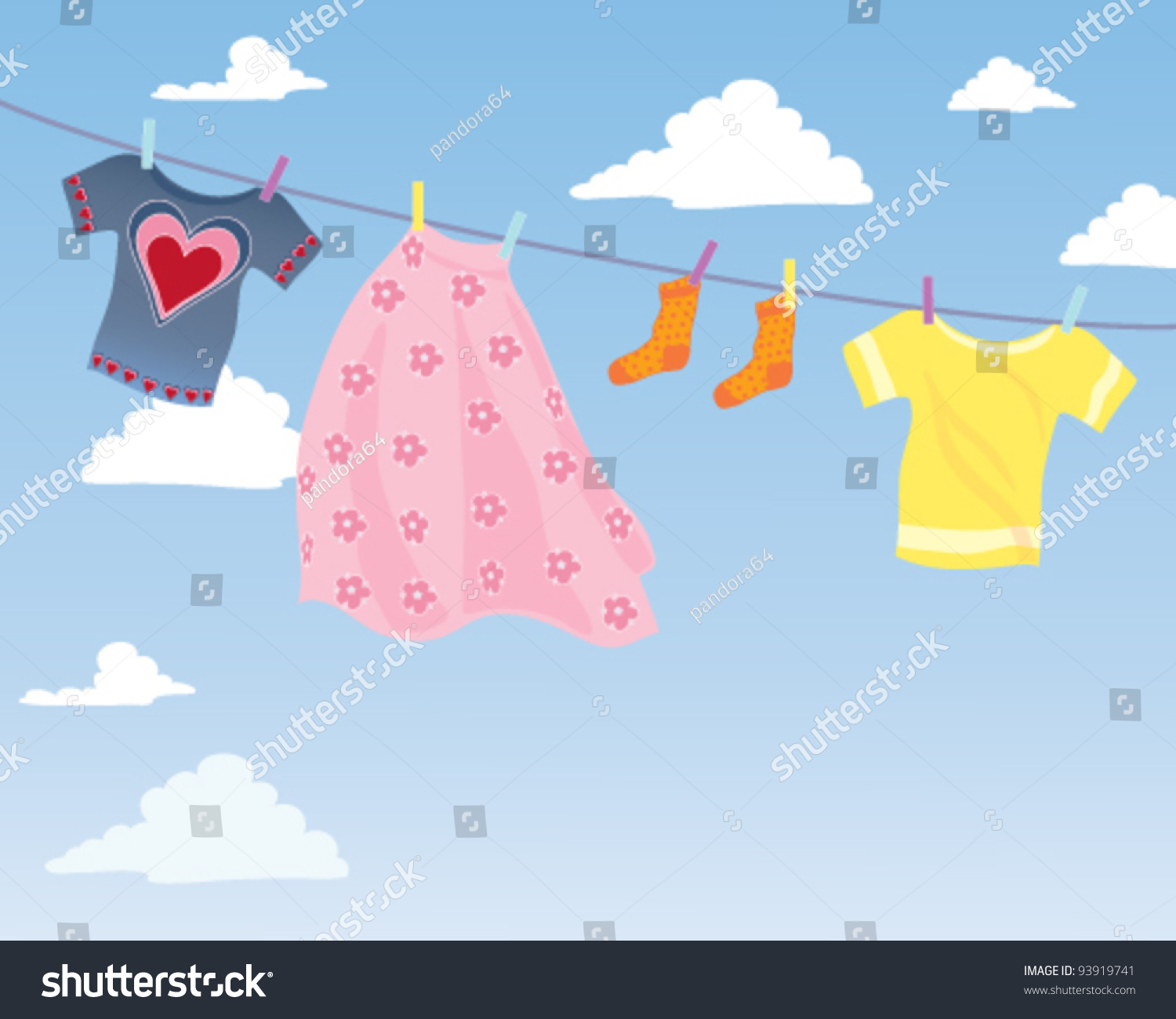 Vector Illustration In Eps 10 Format Of Colorful Clothes Hanging On A ...