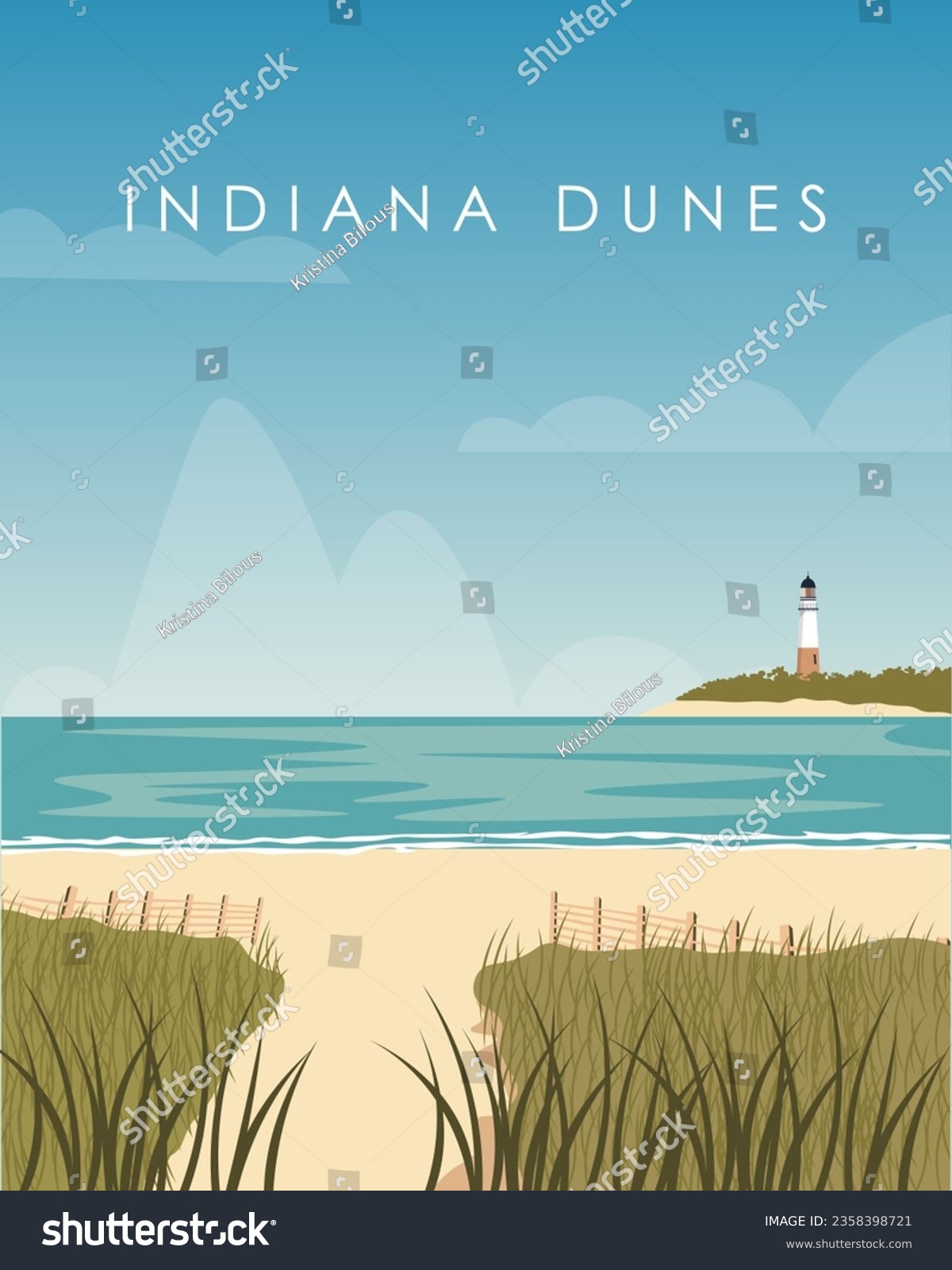 SVG of Vector illustration Indiana Dunes state park. Design for poster, travel postcard, banner, cover. Tourism, travel. svg