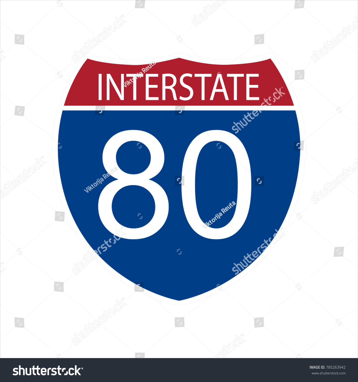 Vector Illustration Interstate Highway 80 Road Stock Vector (Royalty ...