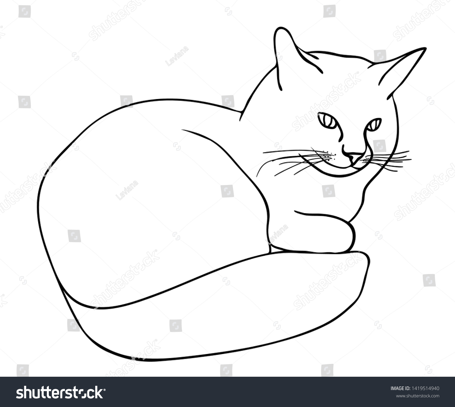 Vector Illustration Isolated Smiling Happy Cat Stock Vector (royalty 