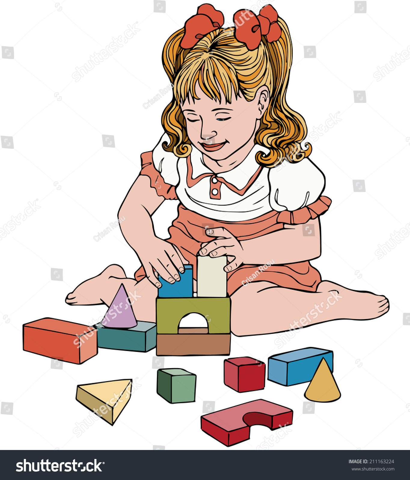 Vector Illustration Kid Cubes Cartoon Concept Stock Vector (Royalty ...