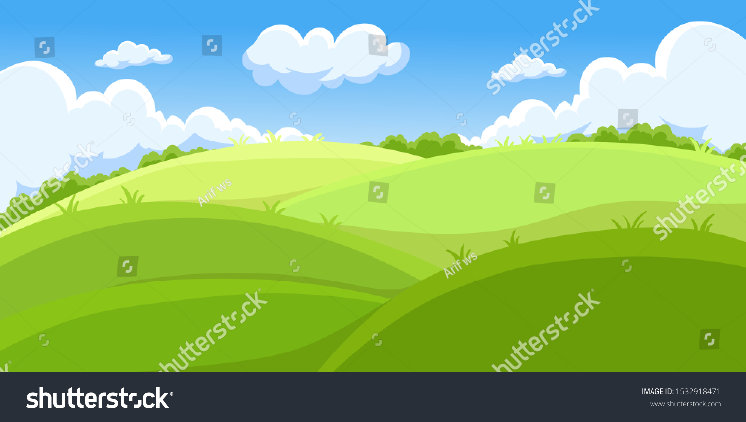 Vector Illustration Landscape Field Background Cartoon Stock Vector