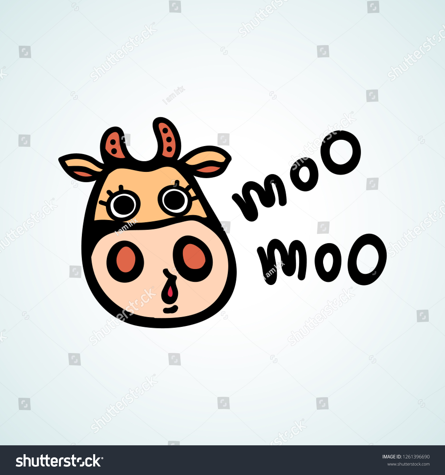 Vector Illustration Line Cartoon Cow Hand Stock Vector (Royalty Free ...