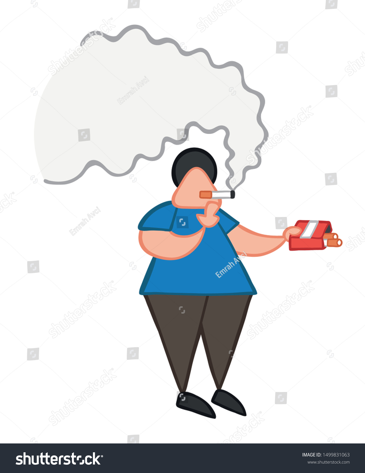 Vector Illustration Man Smoking Cigarette Holding Stock Vector (Royalty ...