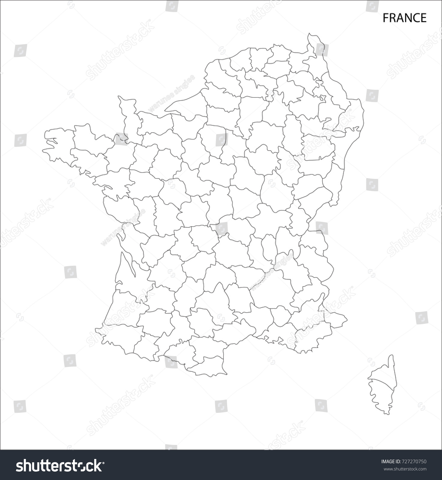 Vector Illustration Map France White Background Stock Vector (Royalty ...