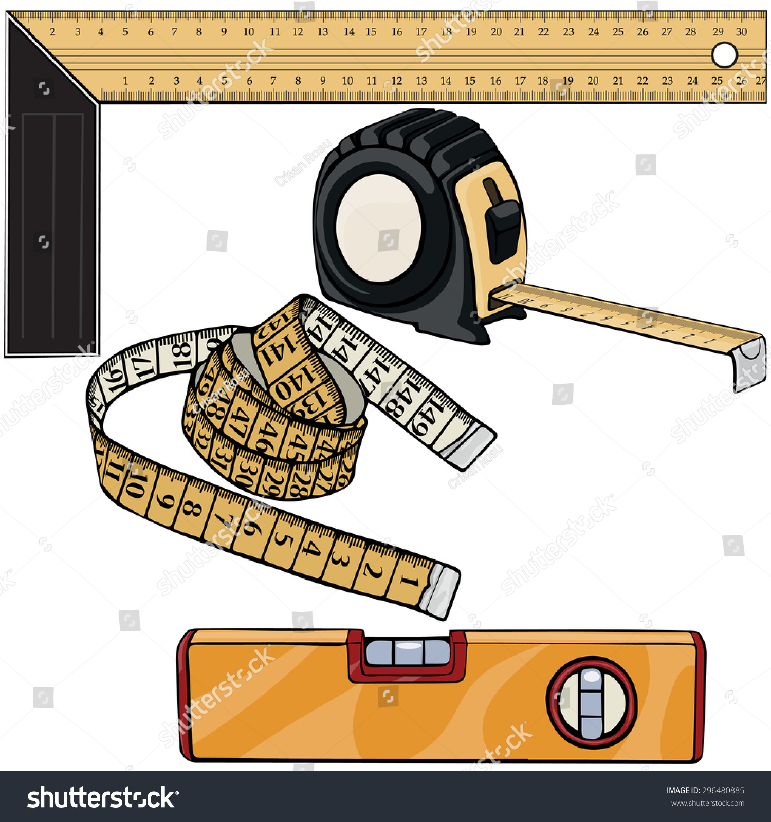 Vector Illustration, Measuring Tools, Cartoon Concept, White Background ...