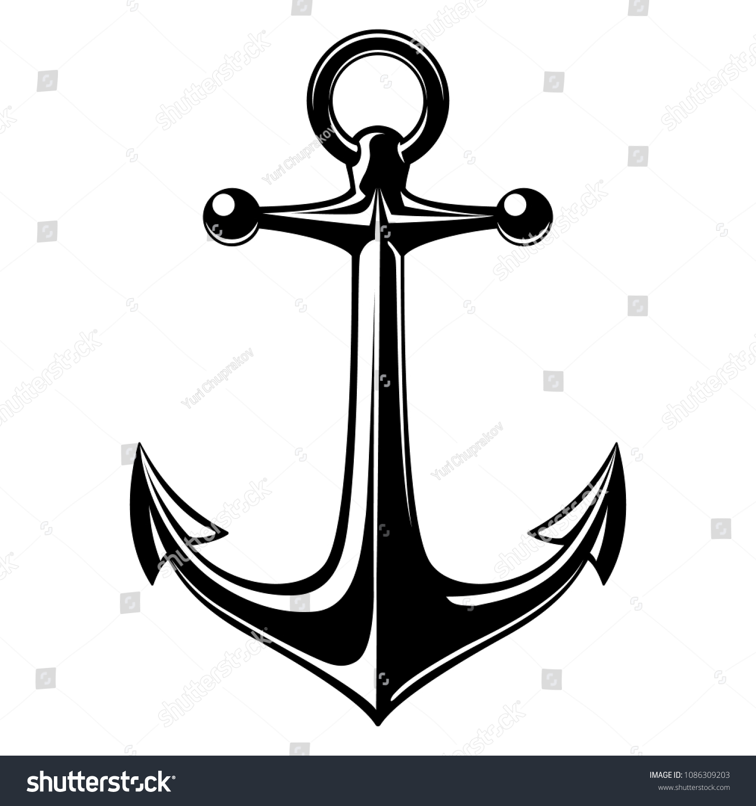 SVG of Vector illustration, monochrome sea anchor icon isolated on white background. Simple shape for design logo, emblem, symbol, sign, badge, label, stamp. svg