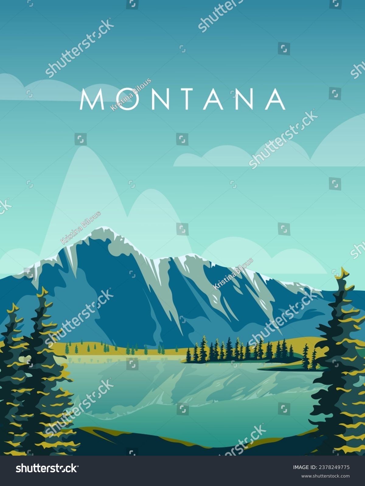 SVG of Vector illustration. Montana, USA. Tourist poster. Tourism, travel. Vertical banner, postcard. svg