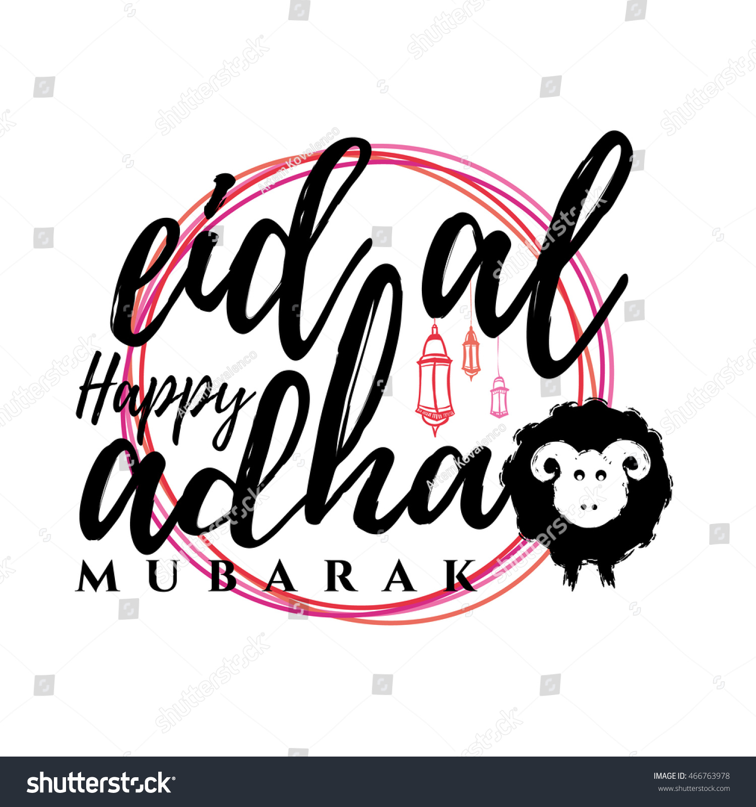 Vector Illustration Muslim Holiday Eid Aladha 스톡 벡터(로열티 프리) 466763978