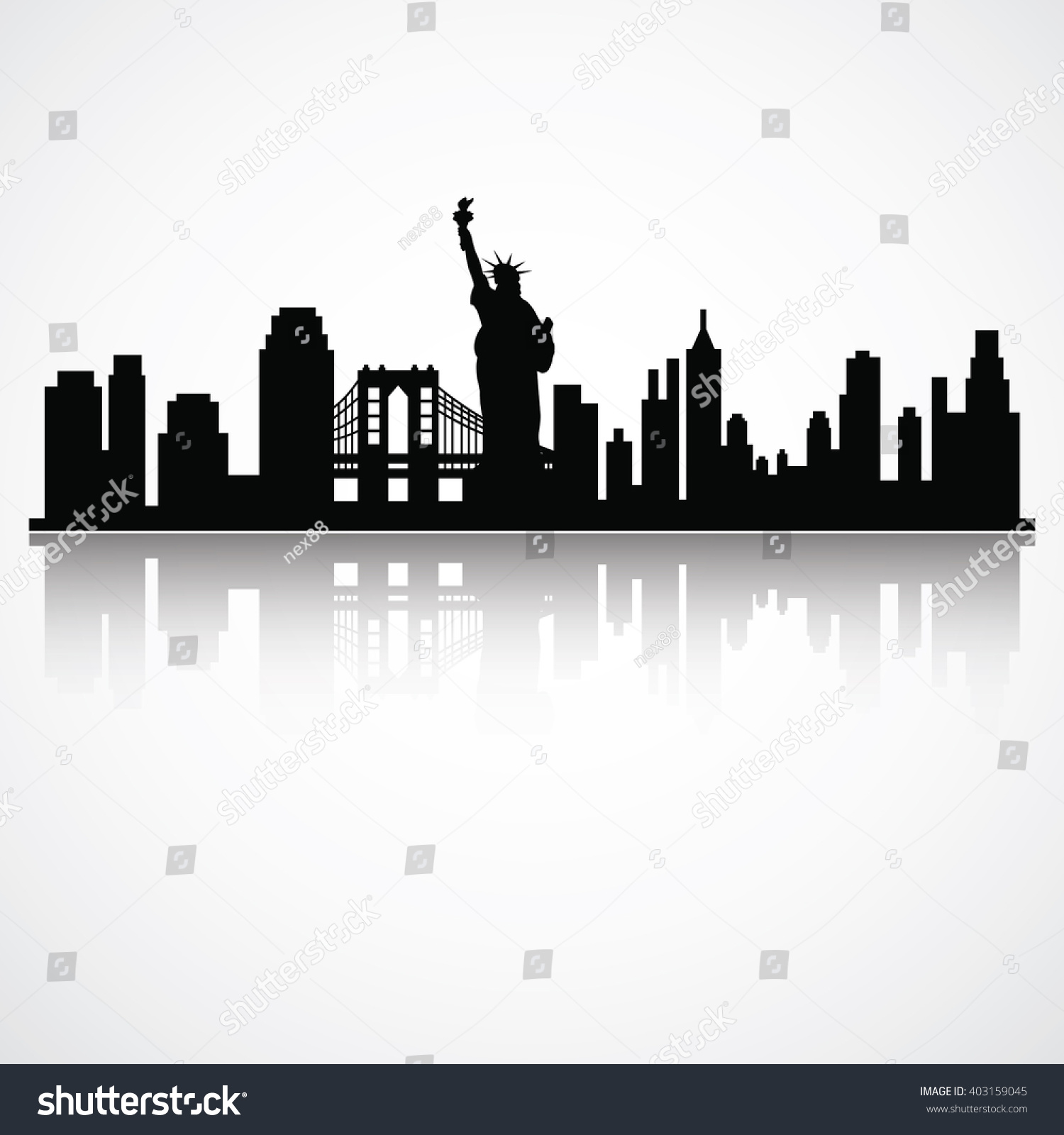 Vector Illustration New York Skyline Silhouette Stock Vector (Royalty