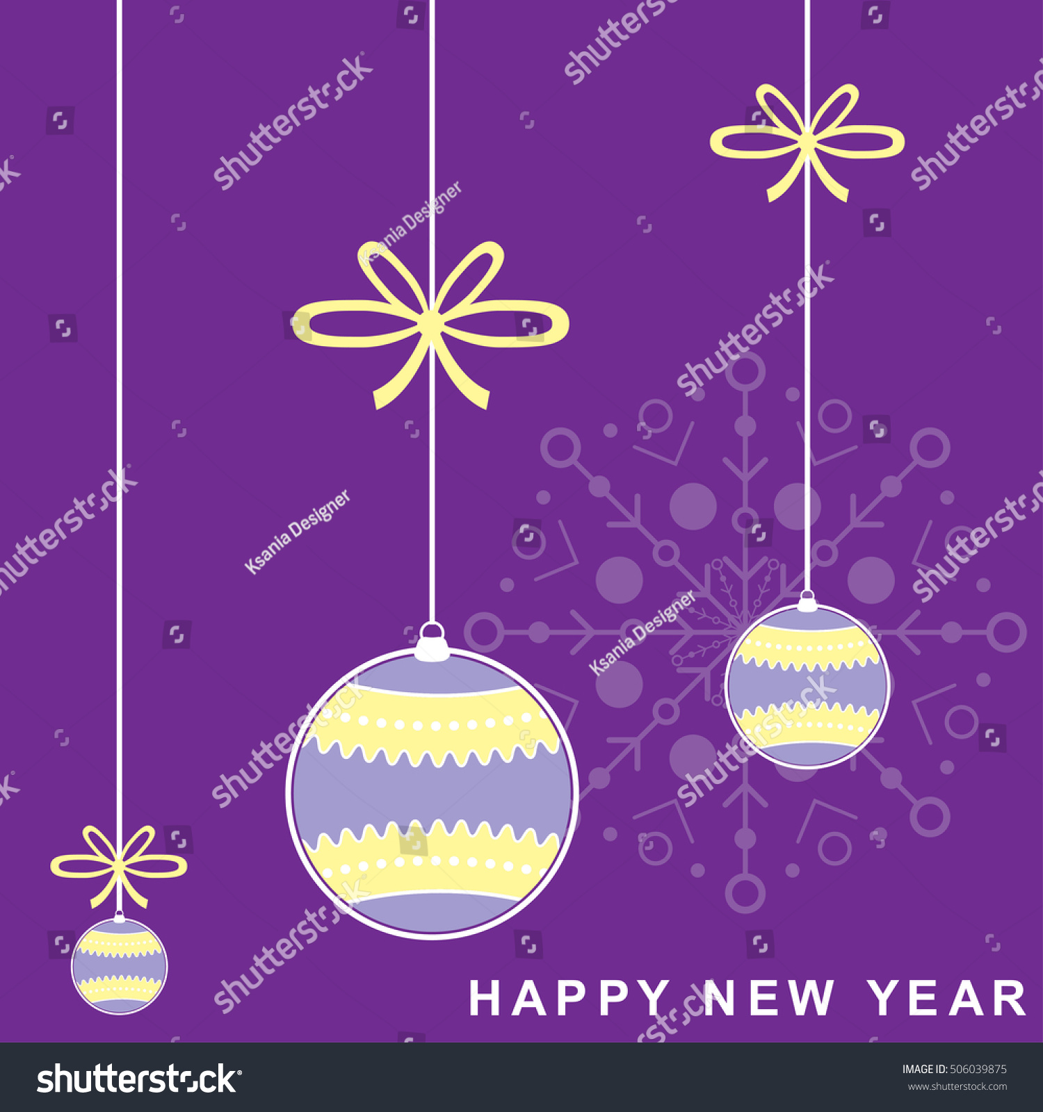 Vector illustration od new year and Christmas balls decorated with bows and laces