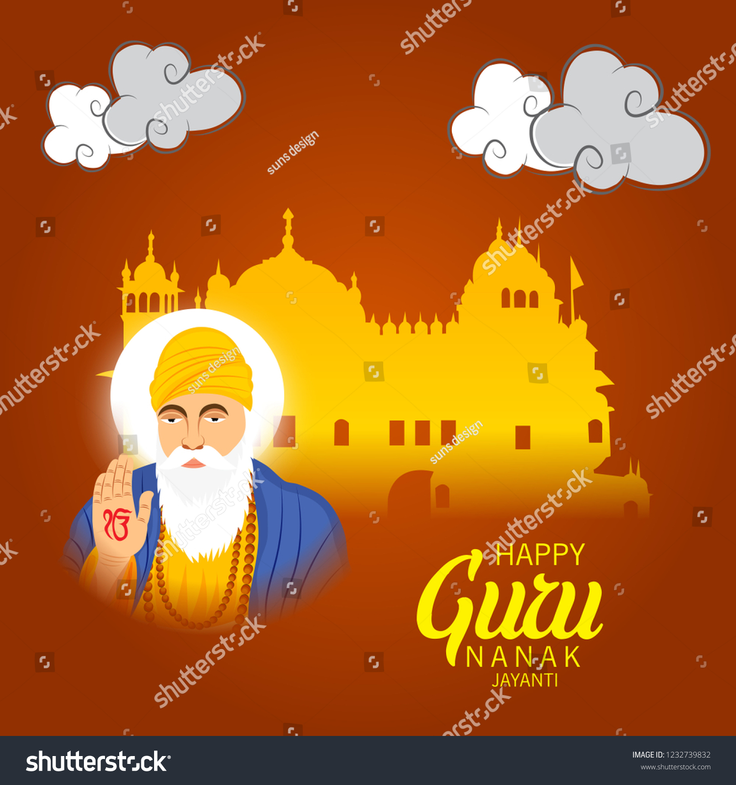 Vector Illustration Background Happy Gurpurab Guru Stock Vector ...