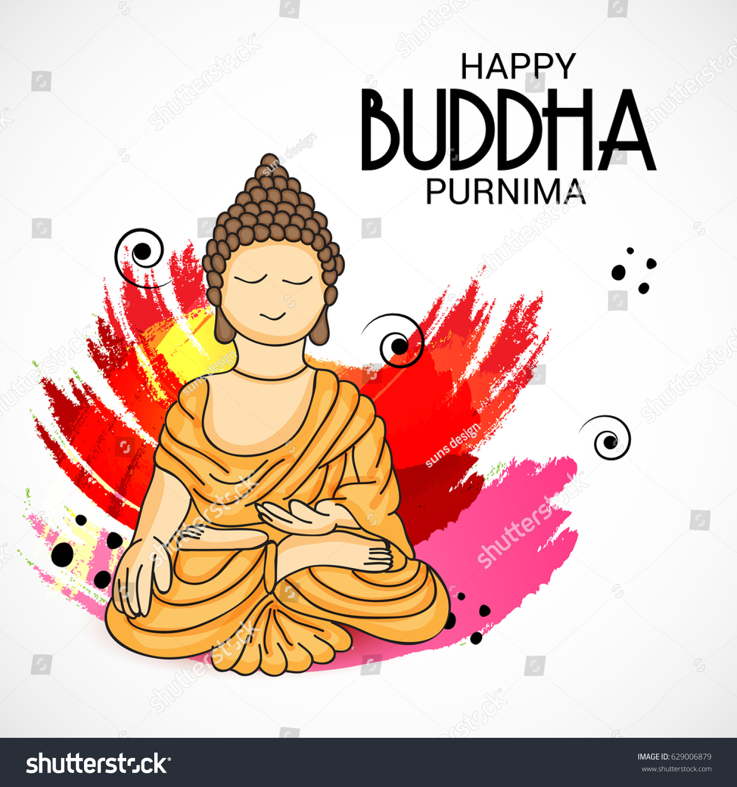 Vector Illustration Banner Happy Buddha Purnima Stock Vector (Royalty ...