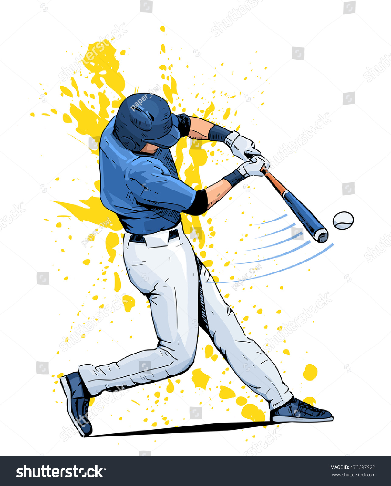 Vector Illustration Baseball Player Hitting Ball Stock Vector (Royalty