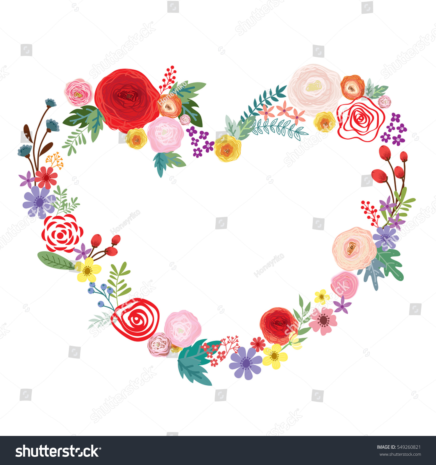 Download Vector Illustration Beautiful Floral Border Heart Stock ...