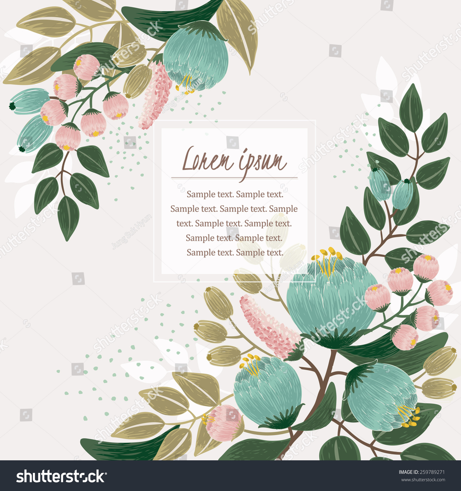 Vector Illustration Beautiful Floral Border Spring 스톡 벡터(사용료 없음