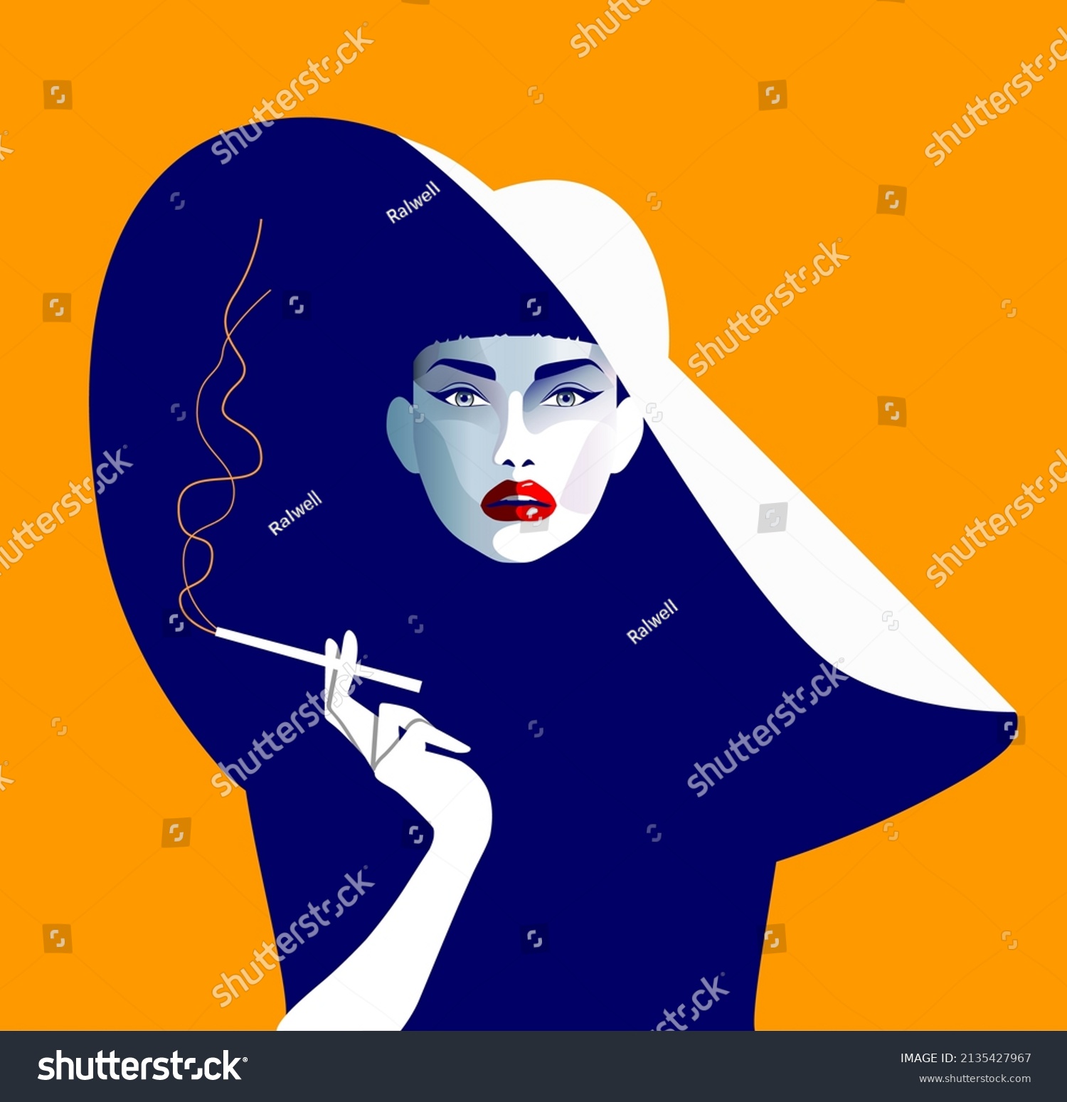 Vector Illustration Beautiful Woman Hat Sunglasses Stock Vector ...