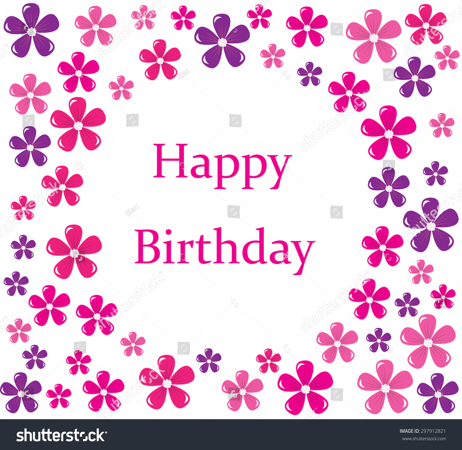 Vector Illustration Birthday Card Floral Frame Stock Vector (Royalty ...