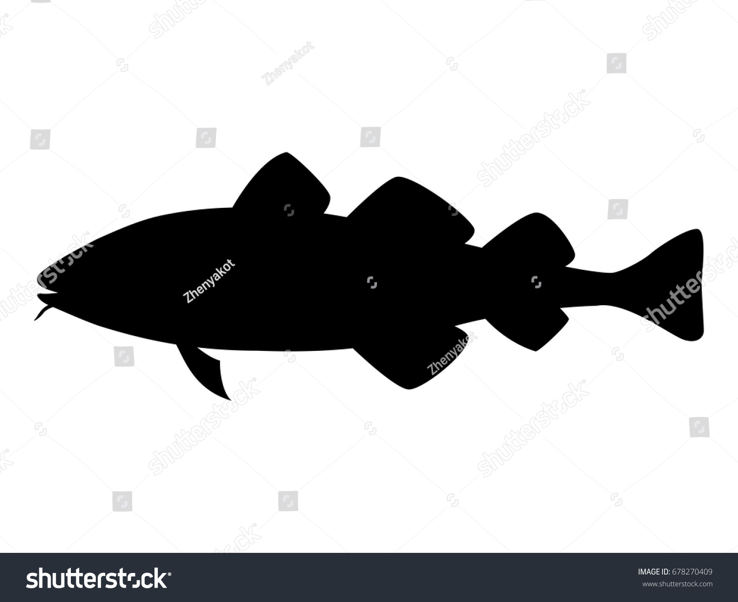 Vector Illustration Black Silhouette Codfish Isolated Stock Vector ...