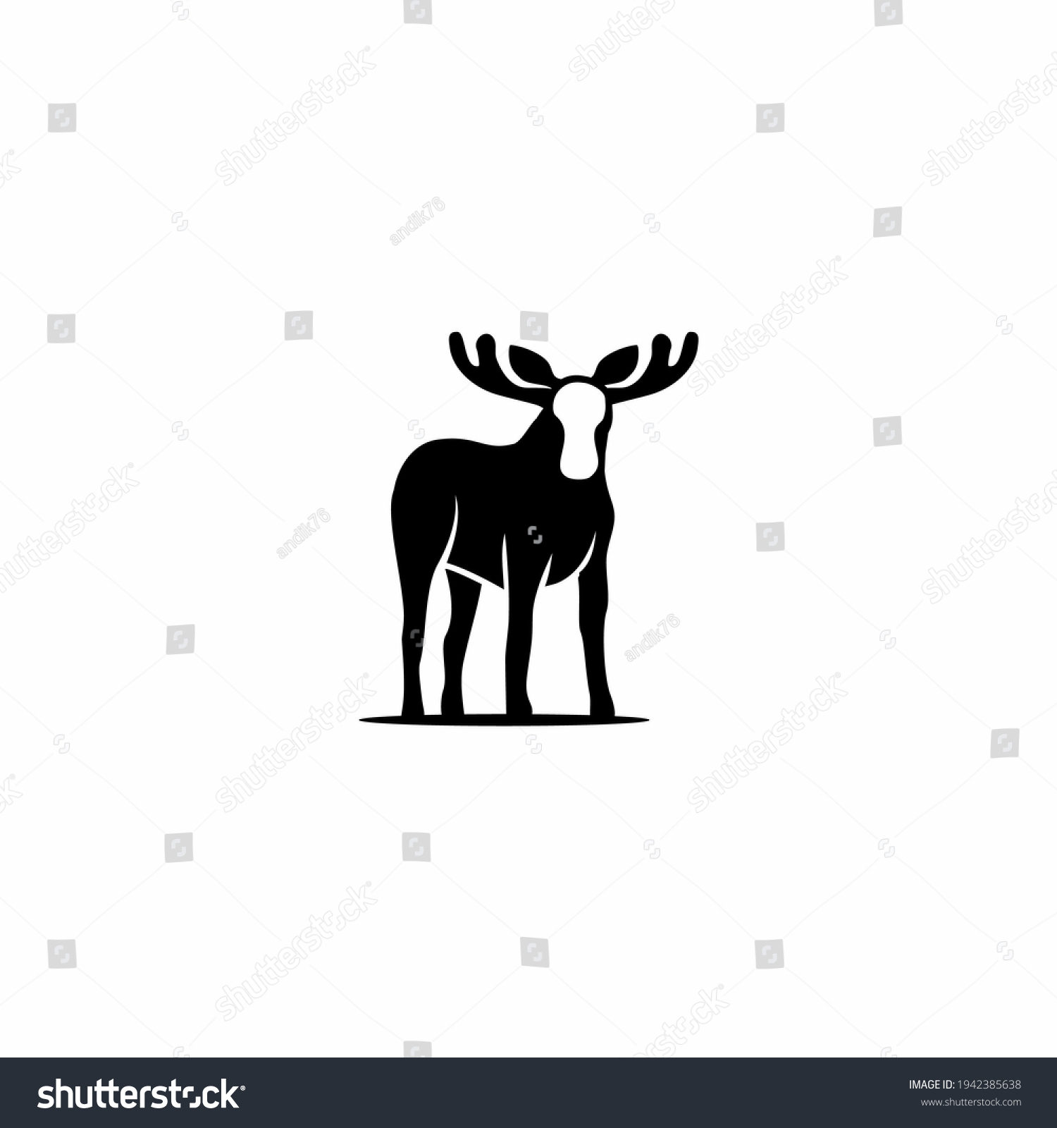 Vector Illustration Black Silhouette Elk Logo Stock Vector (Royalty ...