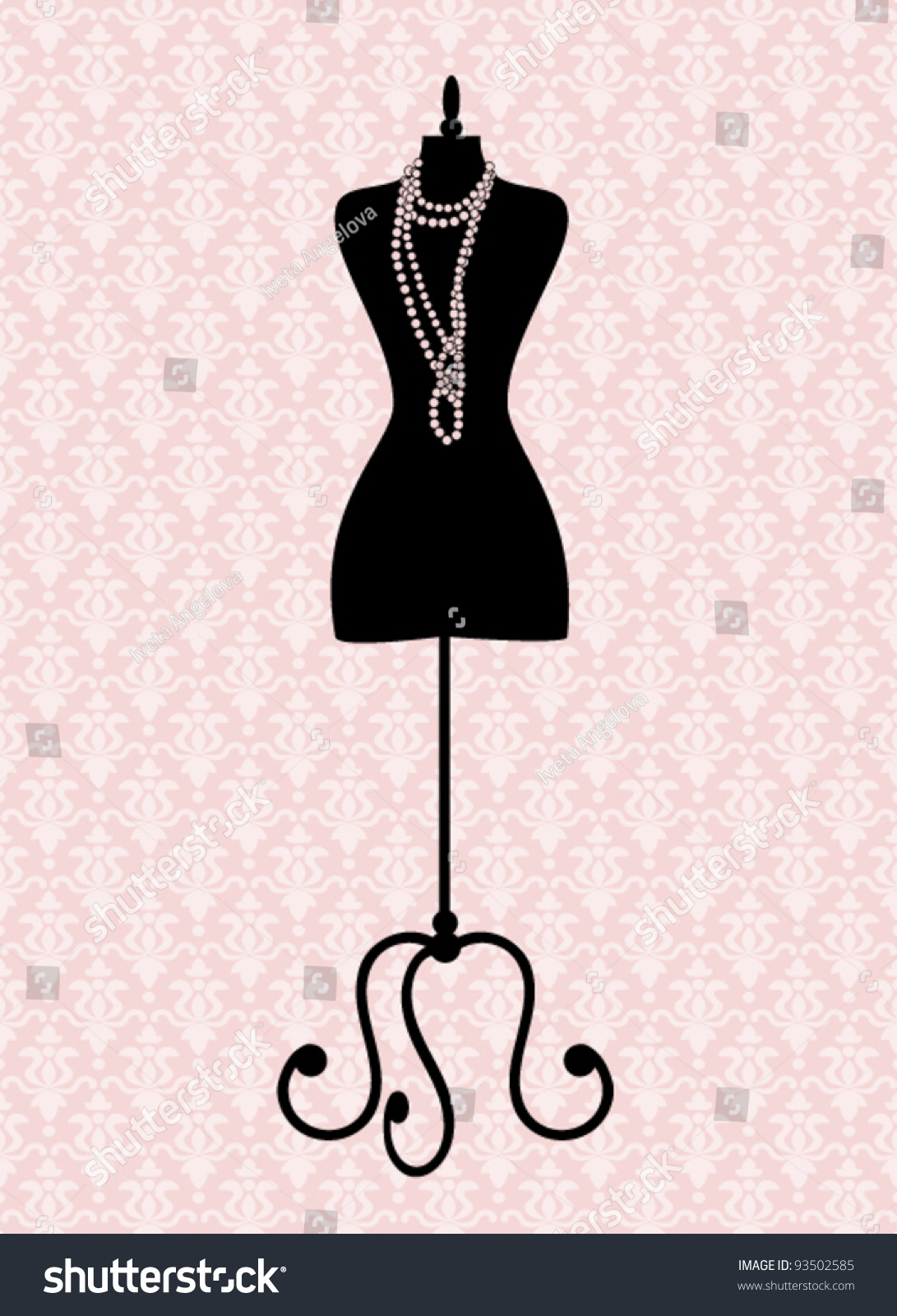 Vector Illustration Of A Black Tailor'S Mannequin. Elements Are Grouped ...