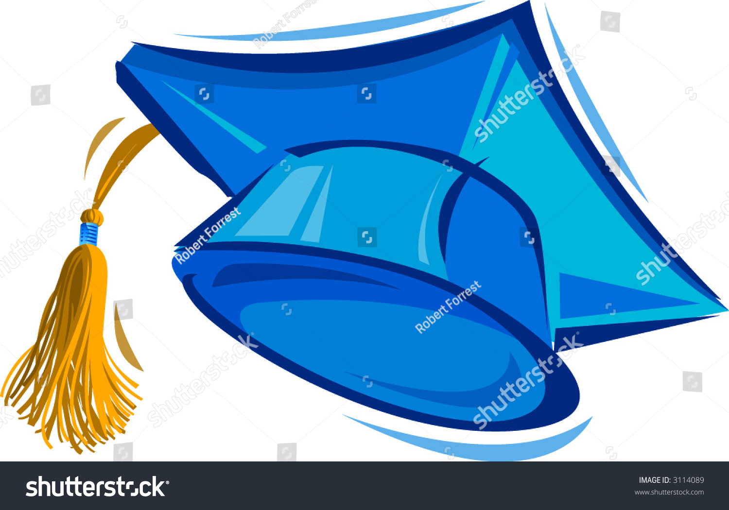 Vector Illustration Blue Graduation Cap Stock Vector 3114089 - Shutterstock