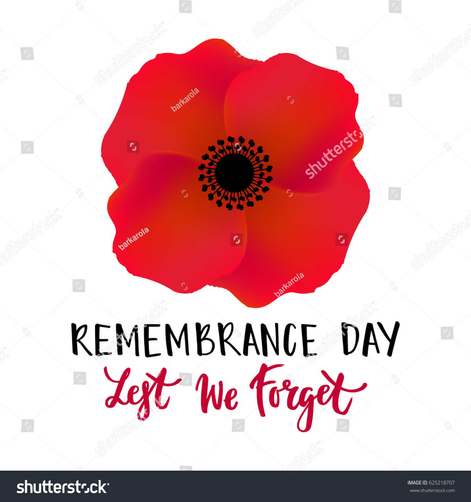 Vector Illustration Bright Poppy Flower Remembrance Stock Vector ...